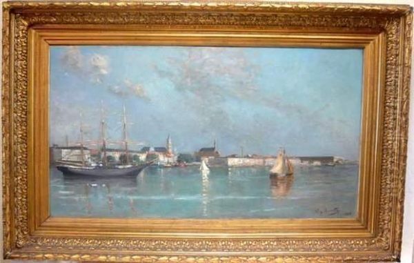 Port D' Anvers Oil Painting by Alexandre Marcette