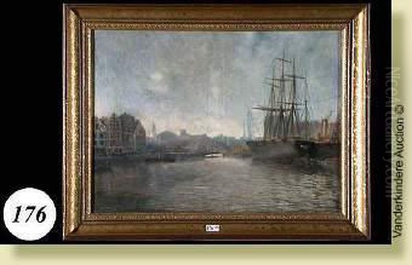 Vue De Port Oil Painting by Alexandre Marcette