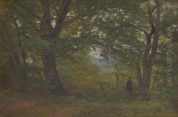 Promenade En Foret Oil Painting by Henri Marcette