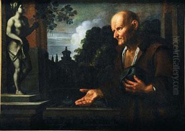 Diogenes Pidiendo Limosna A La Estatua Oil Painting by Miguel March