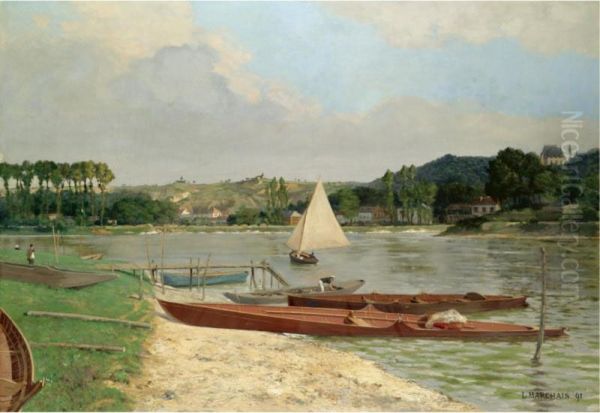 Canotiers Sur La Seine Oil Painting by Lucien Marchais