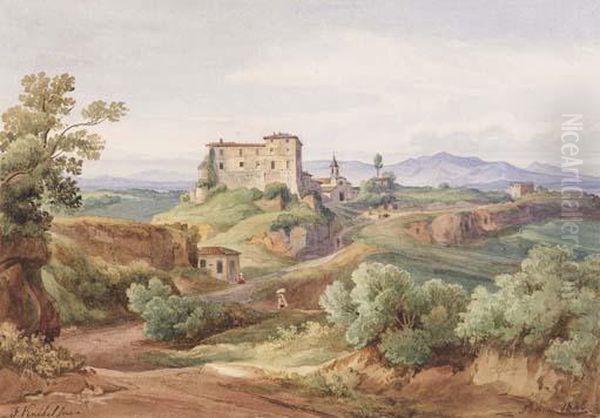 Veduta Dell'isola Farnese Oil Painting by Charles Francois Marchal