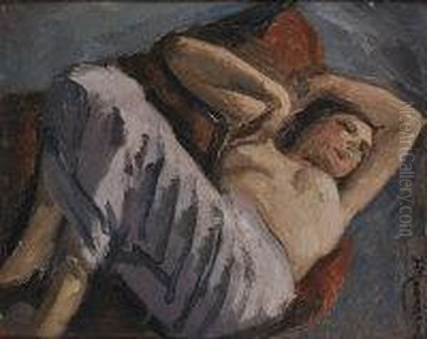 Study Of A Sleeping Nude Oil Painting by Jean Hippolyte Marchand