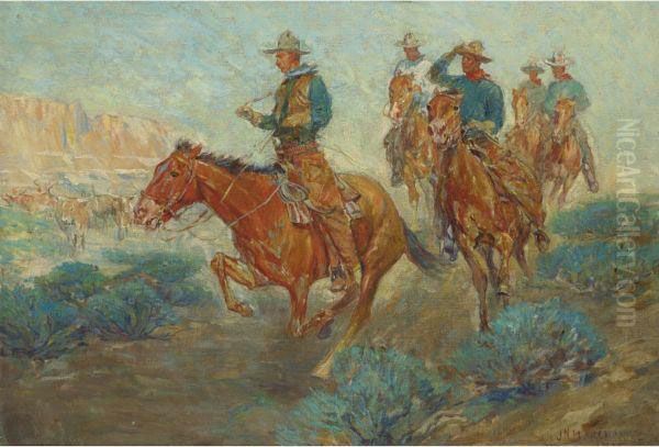 The Cowboys Oil Painting by John Norval Marchand