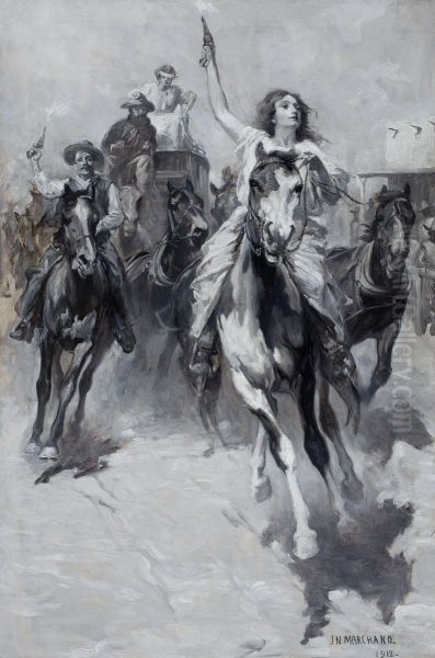 Riders In The West Oil Painting by John Norval Marchand