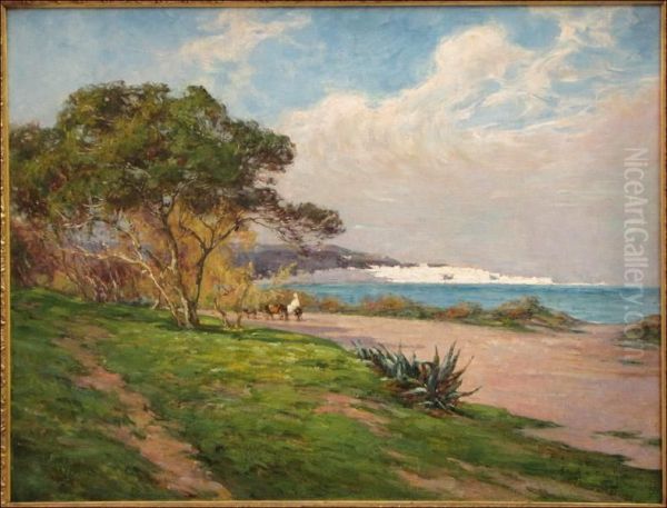 Gaston Marche Shorline View, Algier Oil Painting by Ernest G. Marche