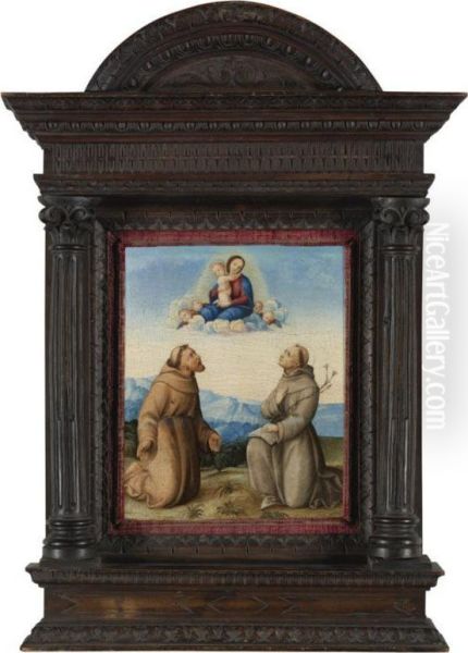 The Virgin Appearing To Saints Francis And Anthony Of Padua Oil Painting by Girolamo Marchesi da Cotignola