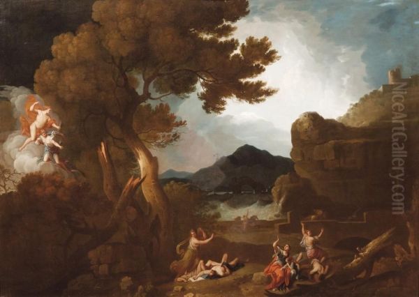 Paesaggio Con Apollo E Diana Che Scagliano Le Frecce Contro Le Figlie Di Niobe Oil Painting by Richard Wilson