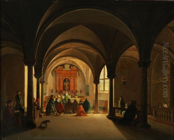 Interno Del Duomo Di Parma Oil Painting by Luigi Marchesi