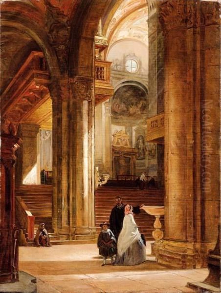 Interno Del Duomo Di Parma Oil Painting by Luigi Marchesi