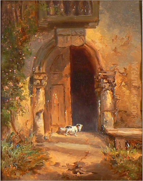 Cagnolino Sulla Soglia Oil Painting by Salvatore Marchesi