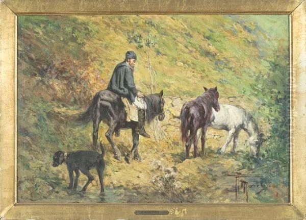 A Cavallo Nei Boschi Oil Painting by Andrea Marchisio