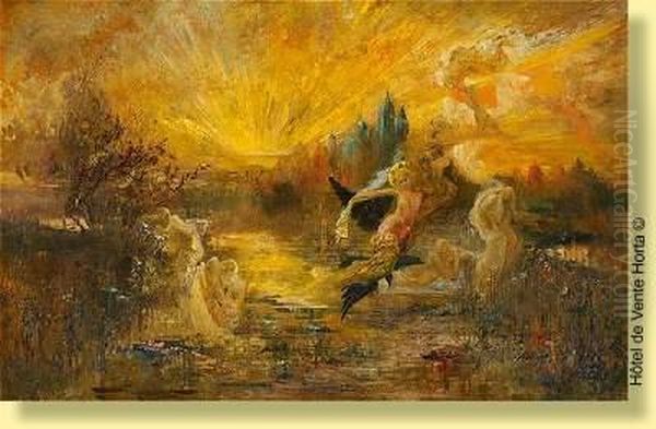 Coucher De Soleil Symboliste Oil Painting by Pinkney Marcius-Simons