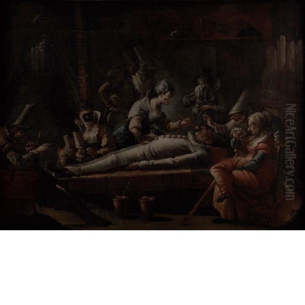 The Death Of Pulcinello Oil Painting by Marco Marcola