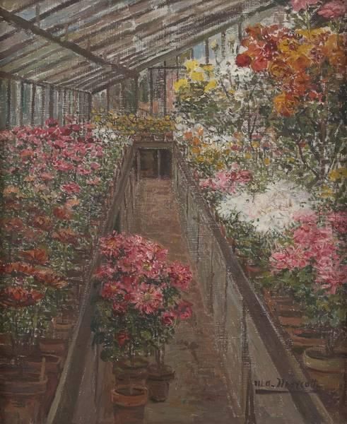 La Serre Aux Fleurs Oil Painting by Marie-Antoinette Marcotte