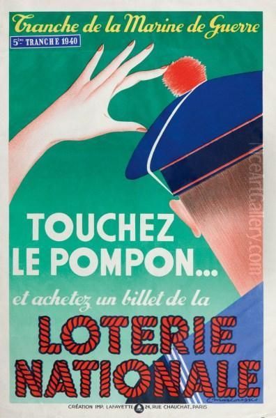 Touchez Le Pompon - Loterie Nationale Oil Painting by Louis Marcoussis