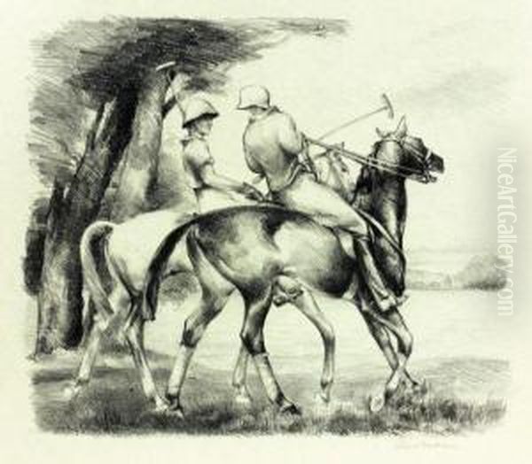 Joueurs De Polo Oil Painting by Andre Mare