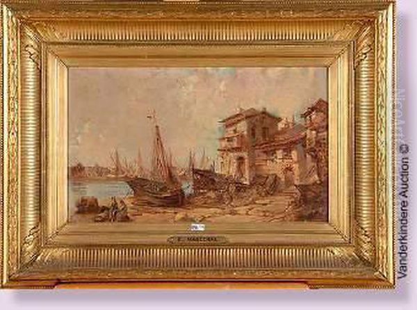 Coin De Port Anime Oil Painting by E. Marechal