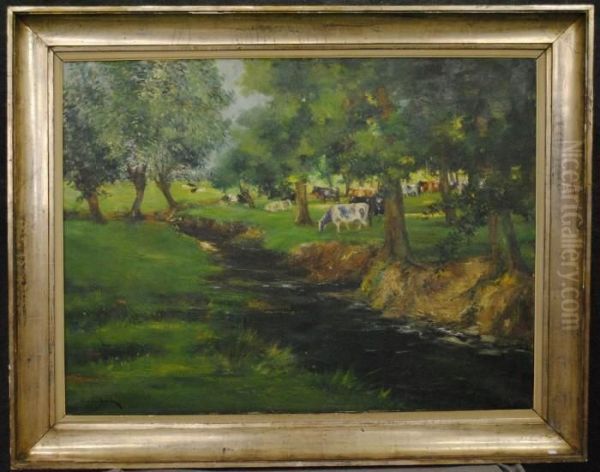 Paysage Champetre Avec Vaches Et Saules Oil Painting by Francois Marechal