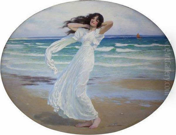 Poseidon's Mistress On The Shore Oil Painting by William Henry Margetson