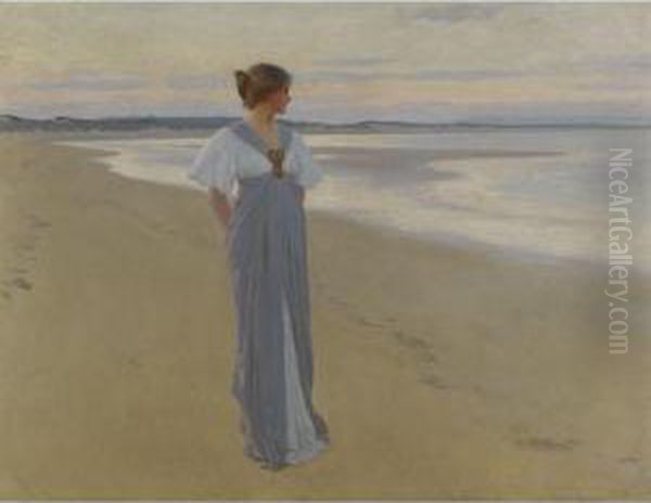 On The Sands Oil Painting by William Henry Margetson