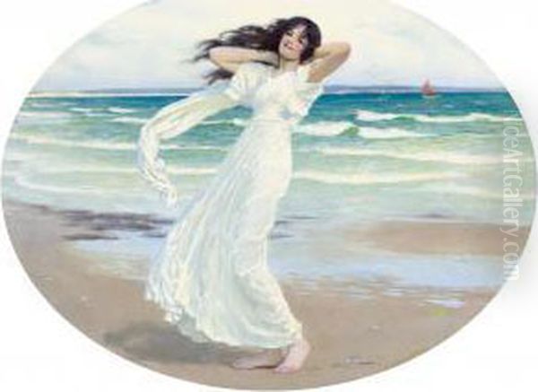 Poseidon's Mistress On The Shore Oil Painting by William Henry Margetson