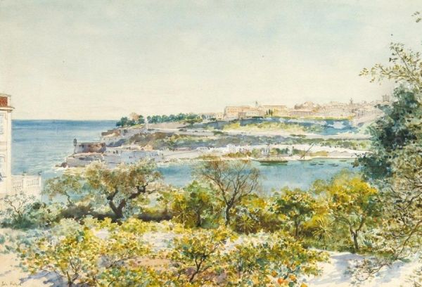 < Antibes, Epoque Des Orangers >. Oil Painting by Adrien E. Marie