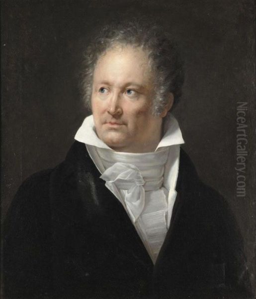 Portrait Of A Gentleman, Head And Shoulders, Wearing A White Shirt And A Black Jacket, Said To Be Samuel Hanneman Oil Painting by Marie Melanie D'Hervilly Gohier Hahnemann