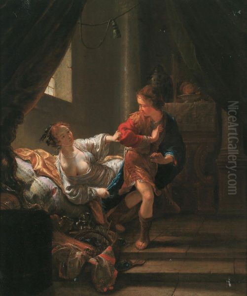 Giuseppe E La Moglie Di Putifarre Oil Painting by Jan A. Marienhof