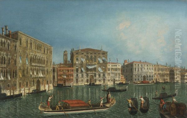 The Grand Canal, Venice, With Palazzo Foscari And Palazzo Balbi Oil Painting by Michele Marieschi