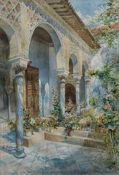 Patio De Granada Oil Painting by Emile Marin