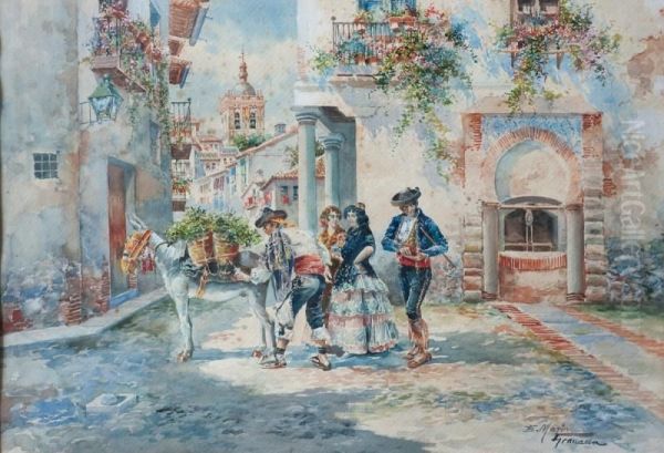 Pueblo Espanol Oil Painting by Enrique Marin Higuero