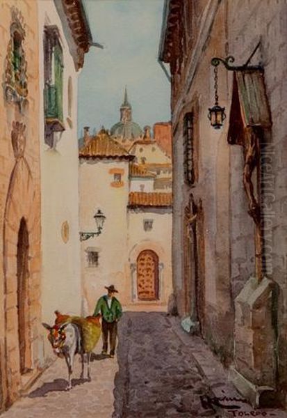 Calle Toledana Oil Painting by Ricardo Marin Y Llovet