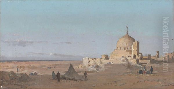 At The City Of The Dead, Cairo, Moqattam Hills Oil Painting by Vincenzo Marinelli