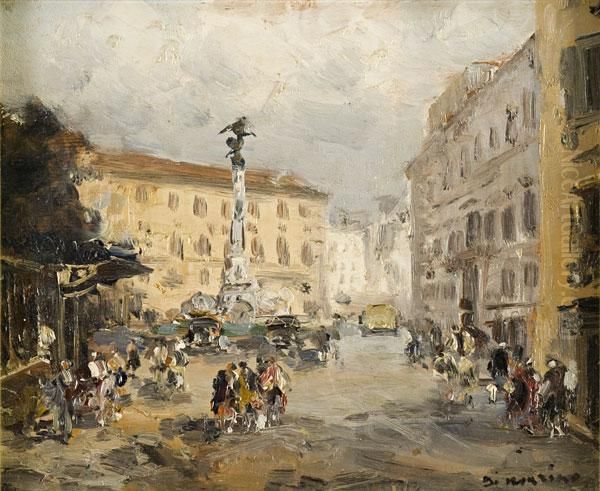 Piazza Dei Martiri A Napoli Oil Painting by Francesco Marino Di