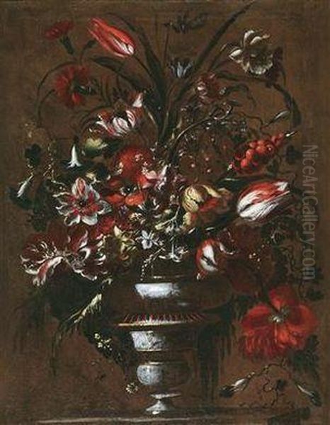 A Still Life Of Flowers Oil Painting by Mario Nuzzi Mario Dei Fiori