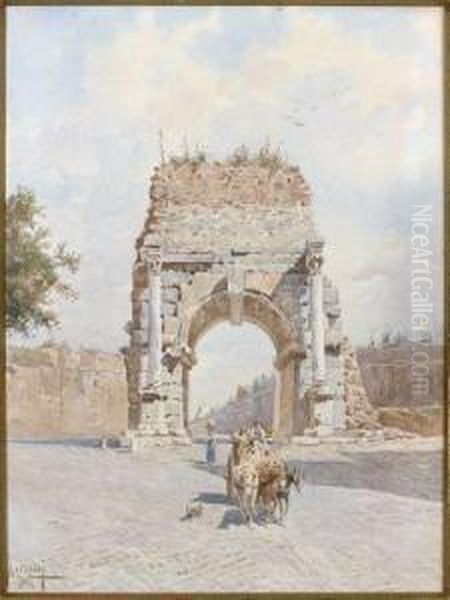 L'arc De Titus, Rome Oil Painting by Leopoldo Mariotti