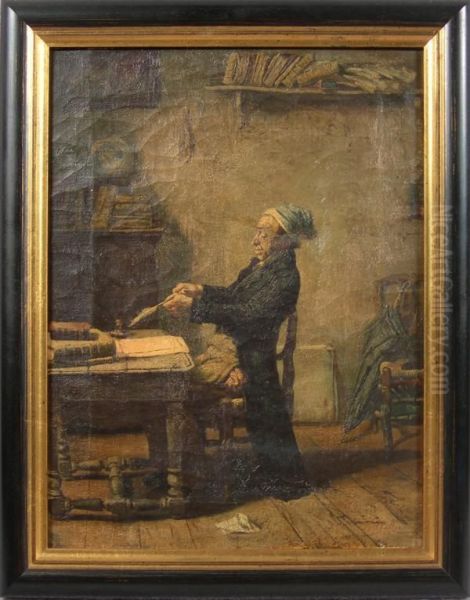 Old Man Seated At A Desk Oil Painting by Frits Maris