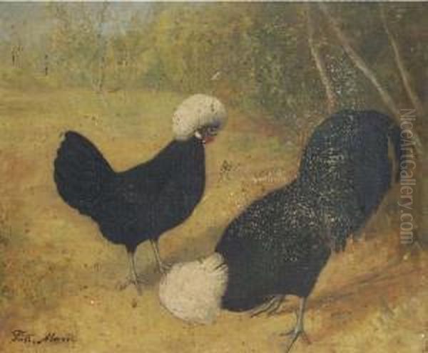 Poland Rooster And Hen In A Landscape Oil Painting by Frits Maris