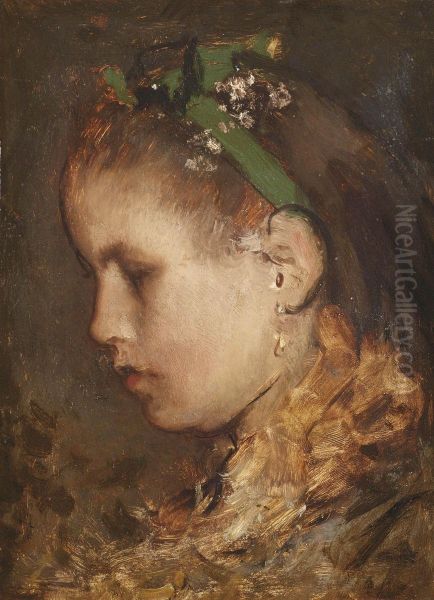 Portrait Of A Girl Oil Painting by Jacob Henricus Maris