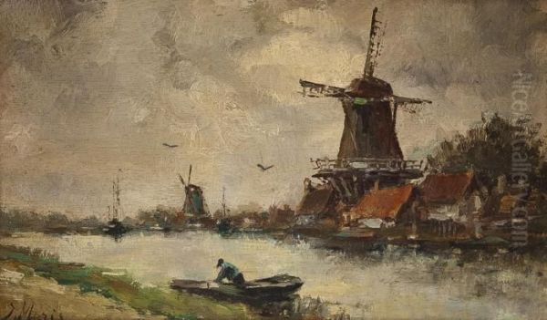 Hollandische Kanallandschaft Oil Painting by Jacob Henricus Maris