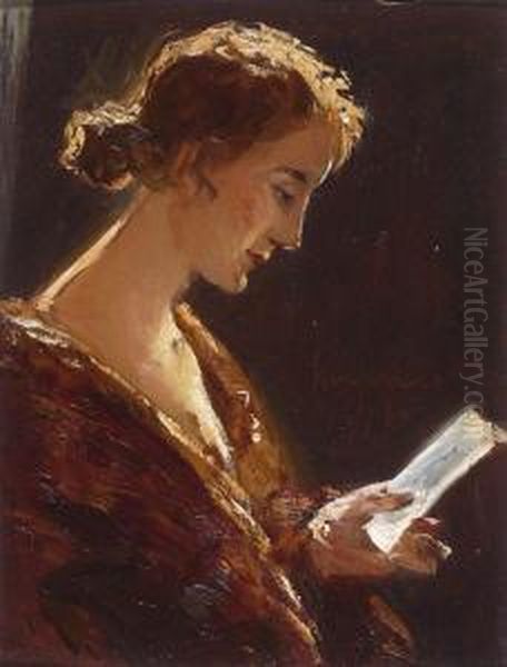 Reading Woman Oil Painting by Simon Maris