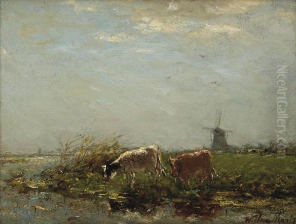 Cows Near The Waterfront Oil Painting by Willem Maris