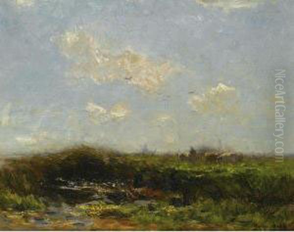 A Polder Landscape Oil Painting by Willem Maris