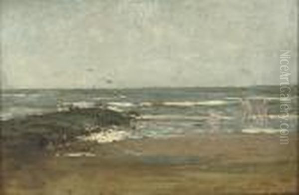 Paddling In The Sea Oil Painting by Matthijs Maris