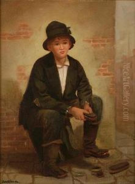 Shoe Shine Boy Oil Painting by Charles Cole Markham