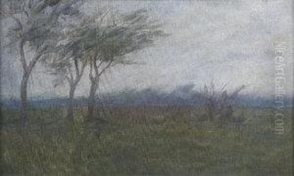 Wooded Landscape Oil Painting by Casimir Dunin, Count Markiewicz