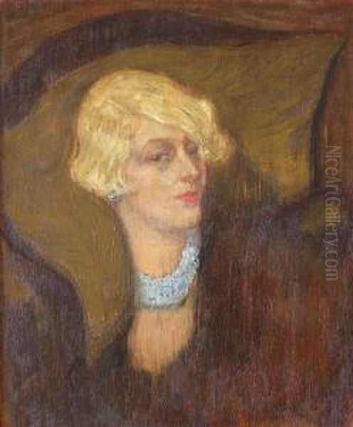 Femme Au Collier De Perles (1931) Oil Painting by Casimir Dunin, Count Markiewicz