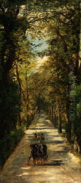 Viale Alberato Con Carrozza Oil Painting by Karl I Marko