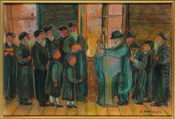 Celebration Dans Une Synagogue Oil Painting by Artur Markowicz